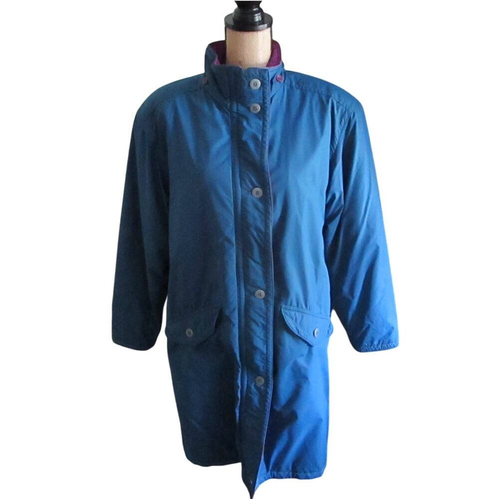 80s Vintage LL Bean Coat Size M Blue Reverse Zip Up Parka Heritage Coastal